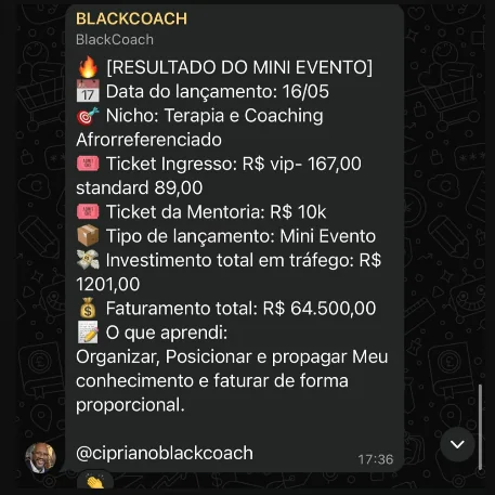 Resultado @ciprianoblackcoach R$64.500