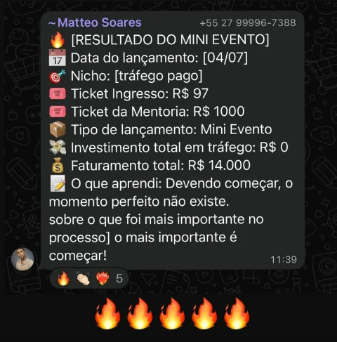 Resultado Matteo Soares R$14.000
